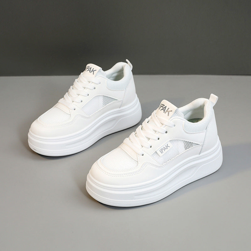 Damen modische Plateau-Sneaker mit atmungsaktivem Obermaterial und dämpfender Laufsohle EB