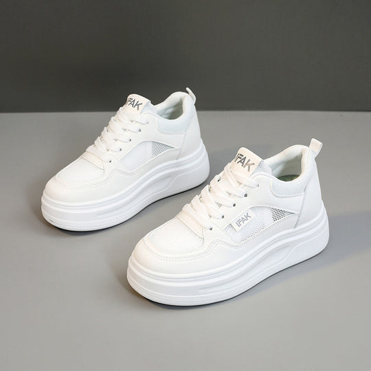Damen modische Plateau-Sneaker mit atmungsaktivem Obermaterial und dämpfender Laufsohle EB