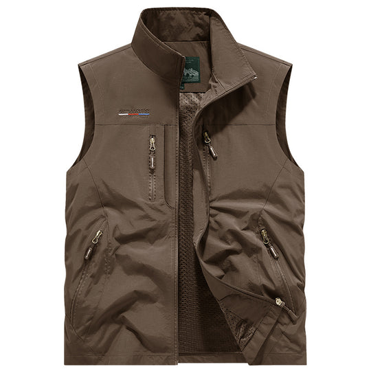 Herren Multifunktionale Outdoor-Utility‑Weste mit Mesh‑Innenfutter und zahlreichen Taschen EB