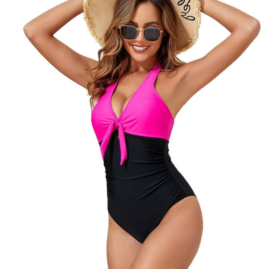 Damen Eleganter Einteiler Badeanzug mit verspieltem Knoten EB