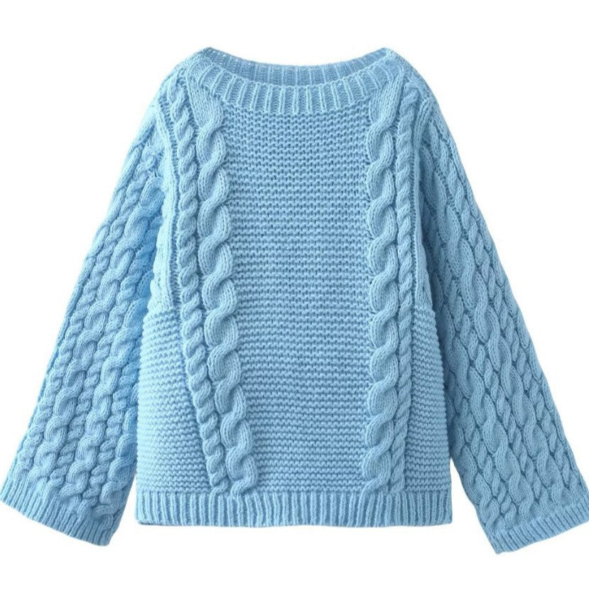 Damen Strickpullover mit lockerer Schnittführung und geflochtenem Design EB