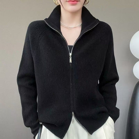 Damen Strickjacke mit hohem Kragen EB