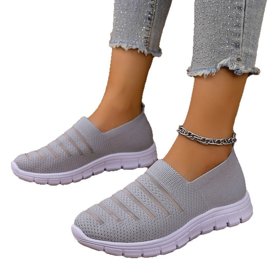 Damen Atmungsaktive Slip-On Sneakers mit elastischem Riemendesign EB