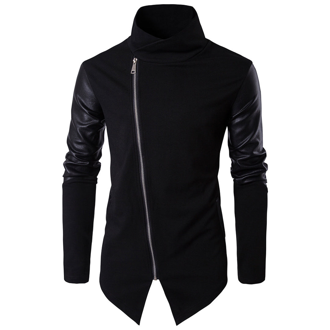 Herren Modische Jacke mit asymmetrischem Reißverschluss und kontrastierenden Ärmeln EB