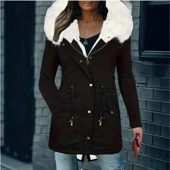 Damen gefütterte Winterjacke mit abnehmbarer Kapuze EB