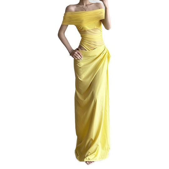 Damen elegantes Abendkleid mit schmalem Schnitt und transparenten Einsätzen EB