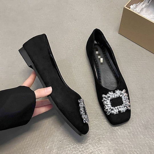 Damen elegante Ballerinas mit funkelnder Schmuckapplikation EB