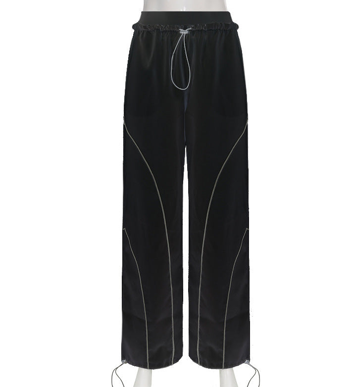 Damen nan weite Trackhose mit Tunnelzugbund, Kontrastnaht-Design und verstellbaren Saumkordeln EB