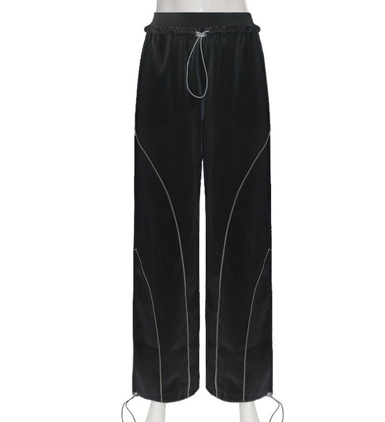 Damen nan weite Trackhose mit Tunnelzugbund, Kontrastnaht-Design und verstellbaren Saumkordeln EB