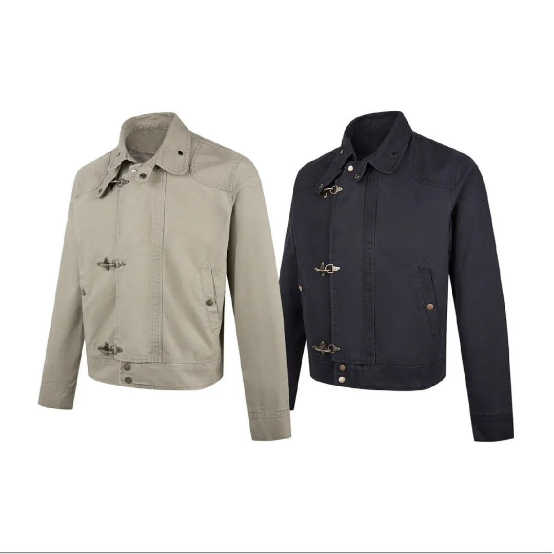 Herren modische Kurzjacke mit innovativen Schnallen und praktischem hochgeschlossenem Kragen EB