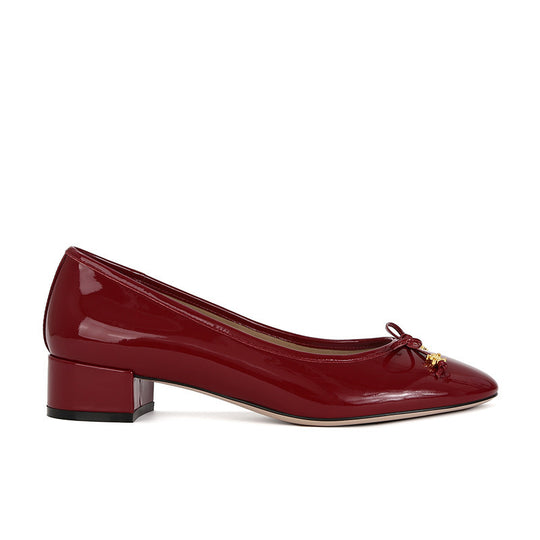 Damen Ballerinas mit feinem Schleifendetail und hochglänzender Oberfläche EB