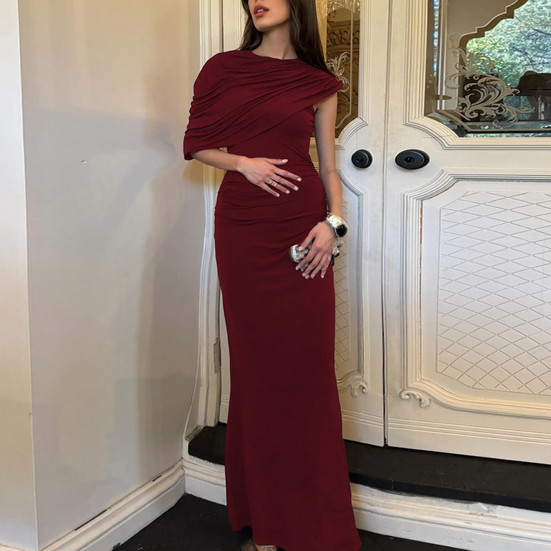 Damen Elegantes Maxi-Kleid mit drapiertem Oberteil EB
