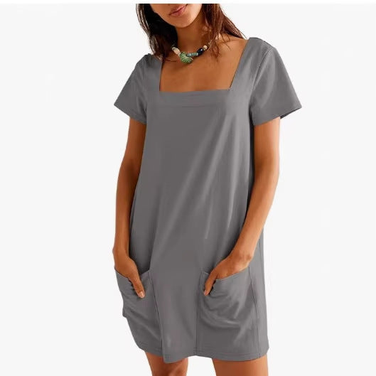 Damen Bequemes Freizeitkleid mit Taschen EB