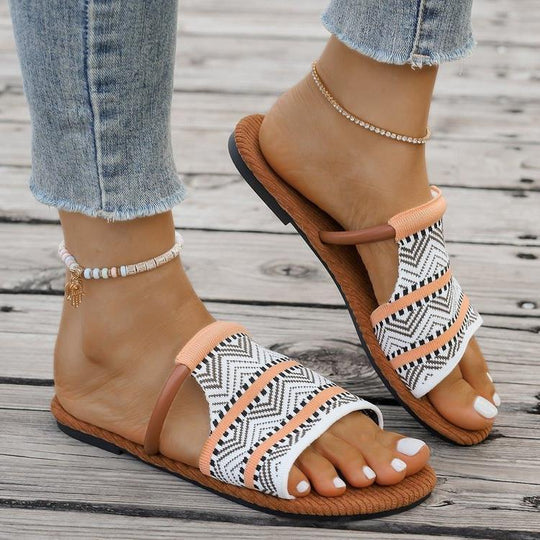 Damen modische Zehentrenner-Sandalen mit auffälligem Muster EB