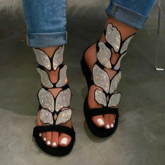 Damen Sandalen mit funkelnden Strass-Applikationen EB