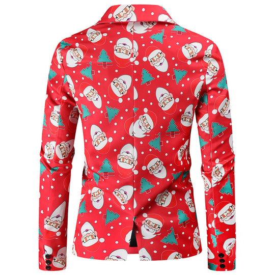 Herren festlicher Blazer mit fröhlichem Weihnachtsdesign EB