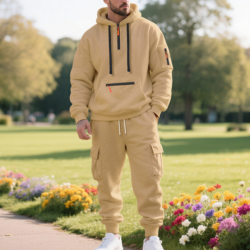 Herren sportliches Hoodie und Bundhose Set mit praktischen Taschen EB