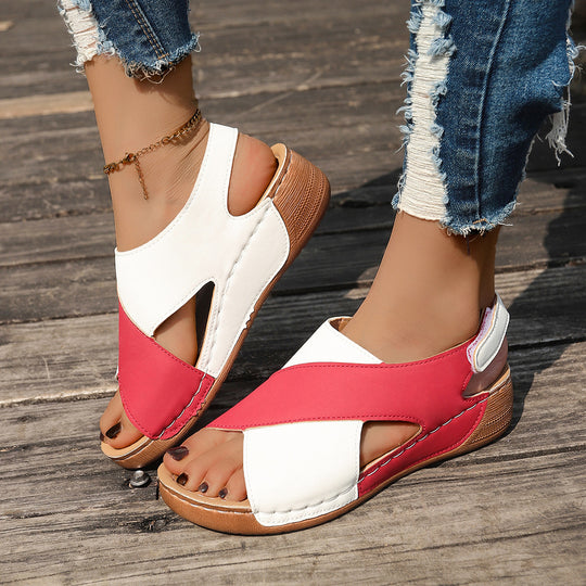 Damen Wedge-Pantoletten mit elegantem Kreuzriemen und rutschfester Sohle EB