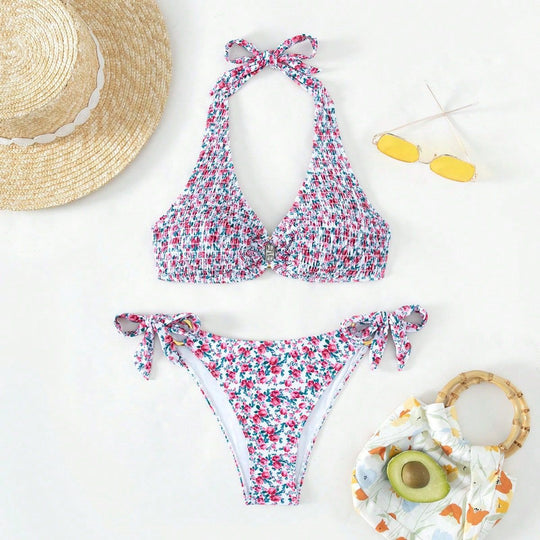 Damen Triangel-Bikini-Set mit verspielten Rüschendetails EB