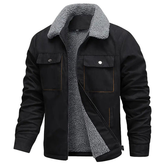 Herren nan sherpagefütterte Workerjacke in Wildlederoptik mit Klappbrusttaschen und Reißverschluss EB