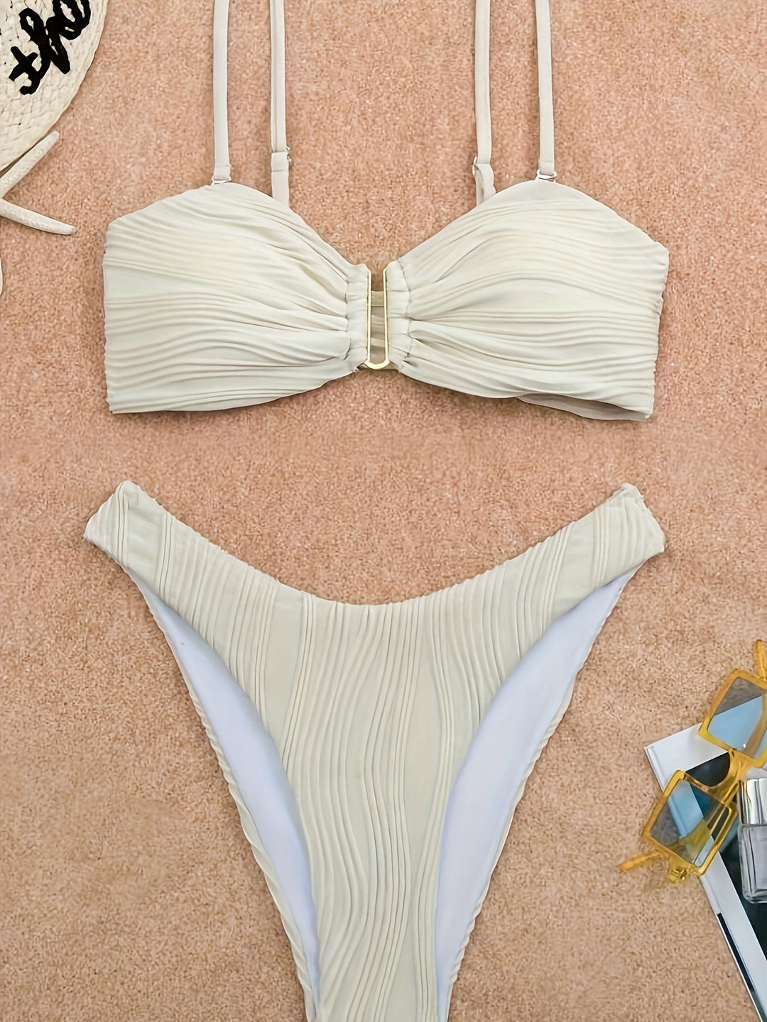 Damen Bikini-Set mit raffinierten Falten und verstellbaren Trägern EB