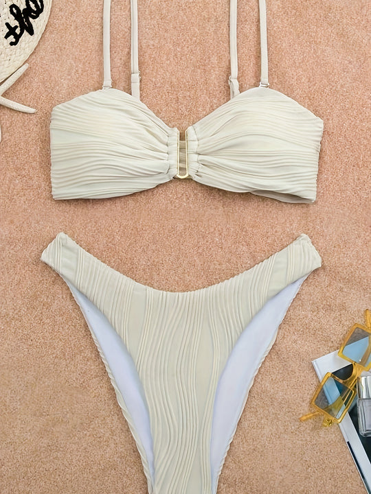 Damen Bikini-Set mit raffinierten Falten und verstellbaren Trägern EB