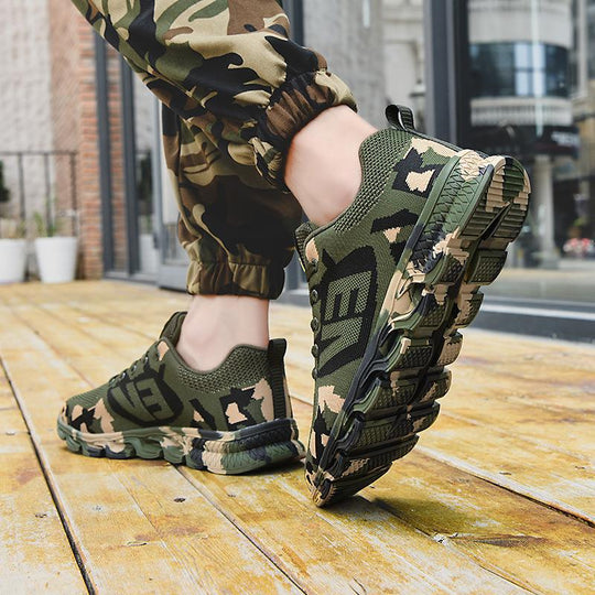 Damen Sportliche Freizeitsneaker mit Camouflage-Design und atmungsaktiver Obermaterialstruktur EB