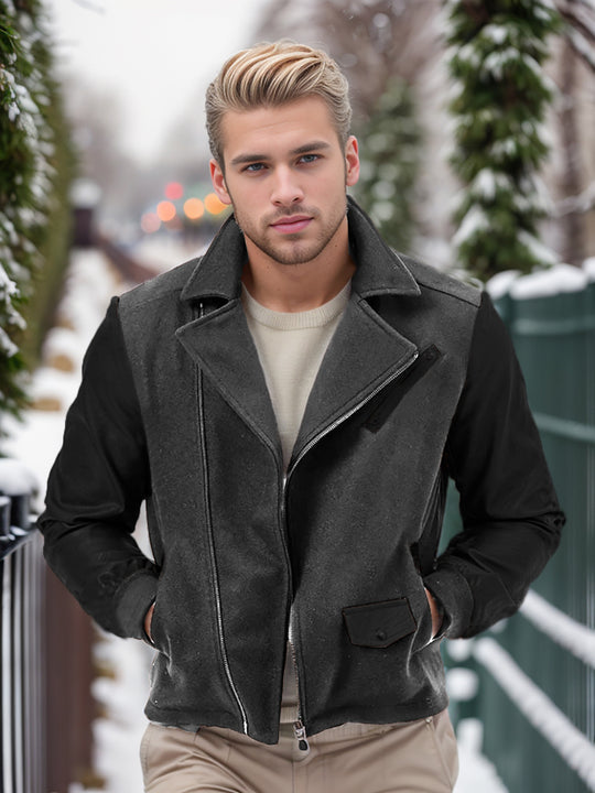Herren modische Übergangsjacke mit kontrastierenden Ärmeln und praktischen Taschen EB