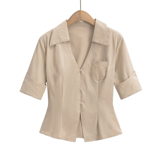 Damen Bluse mit elegantem Schnitt und praktischer Taschenlösung EB