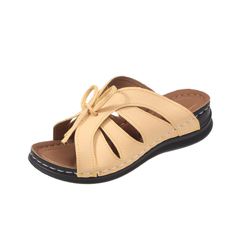 Damen Komfortable und modische Zehentrenner-Sandalen mit Schleifen-Design EB