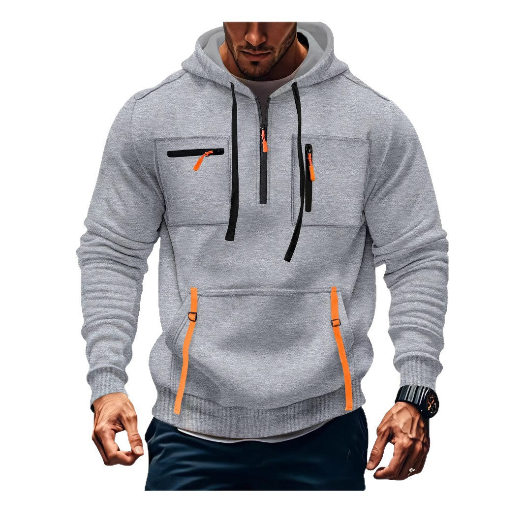 Herren modischer Kapuzenpullover mit funktionalen Reißverschlusstaschen EB