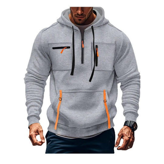 Herren modischer Kapuzenpullover mit funktionalen Reißverschlusstaschen EB