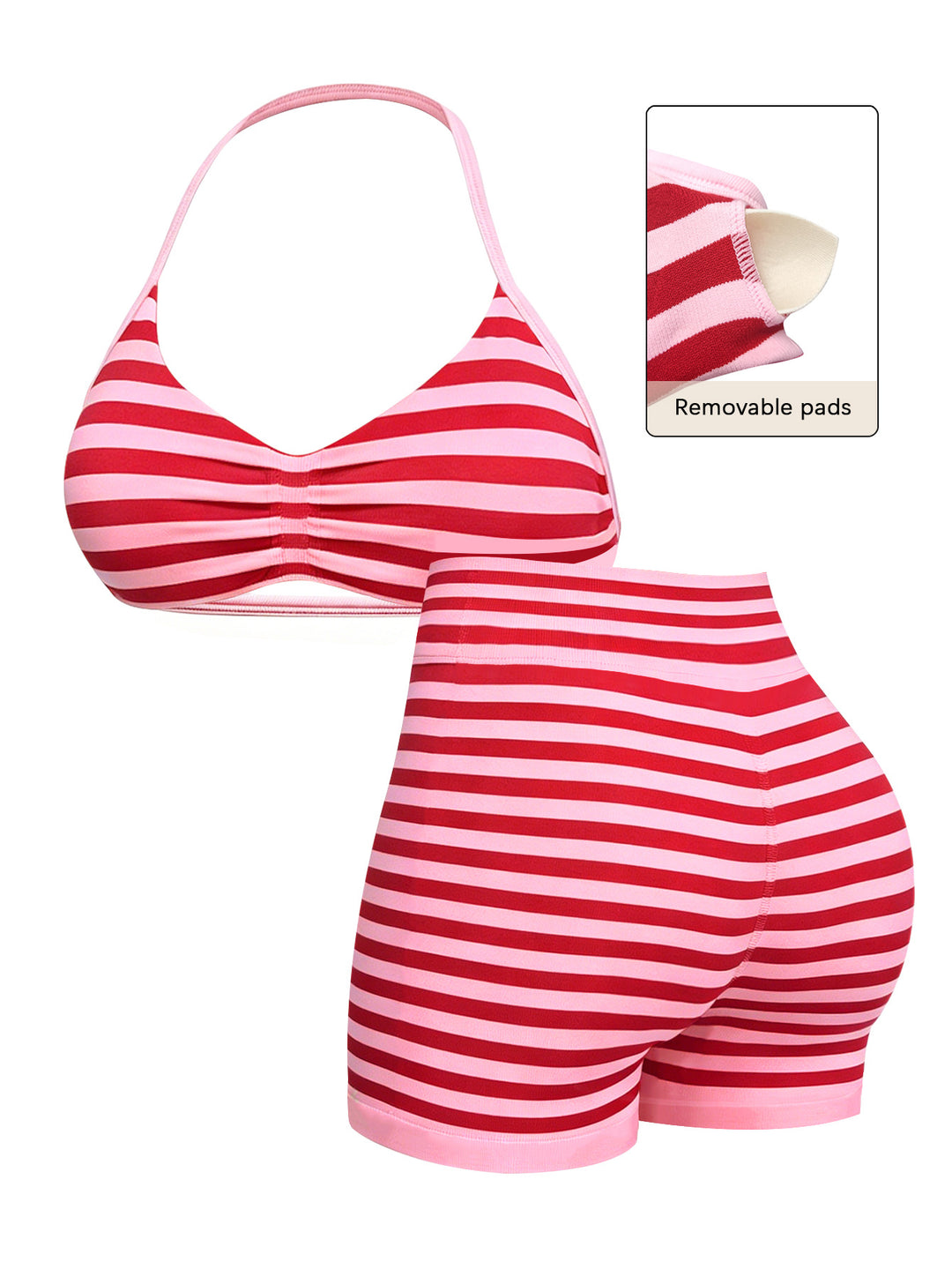 Damen Sportliches Bikini-Set mit hochgeschnittenen Shorts und elastischer Unterstützung EB