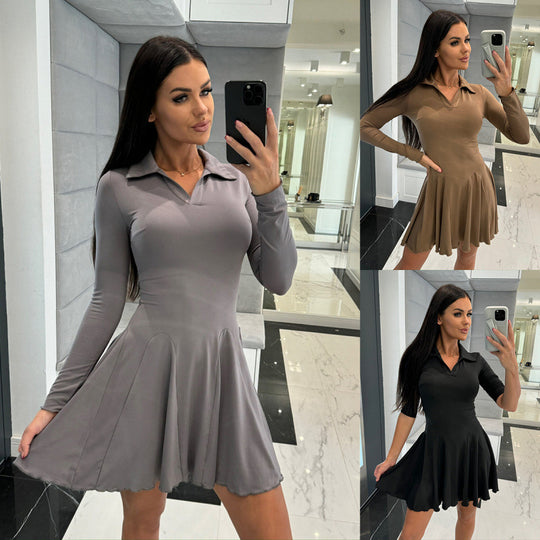 Damen Polo Kleid mit Schlagrock EB
