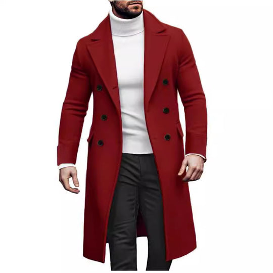Herren Eleganter Doppelreiher-Mantel mit hochwertigem Material und klassischem Schnitt EB
