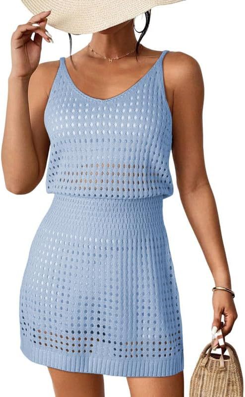 Damen luftiges Häkelkleid im Layering-Stil EB