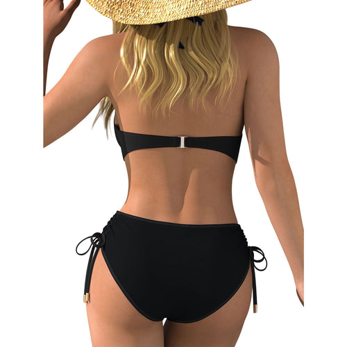 Damen Bikini-Set mit tiefem V-Ausschnitt und regulierbarem Seitenband EB
