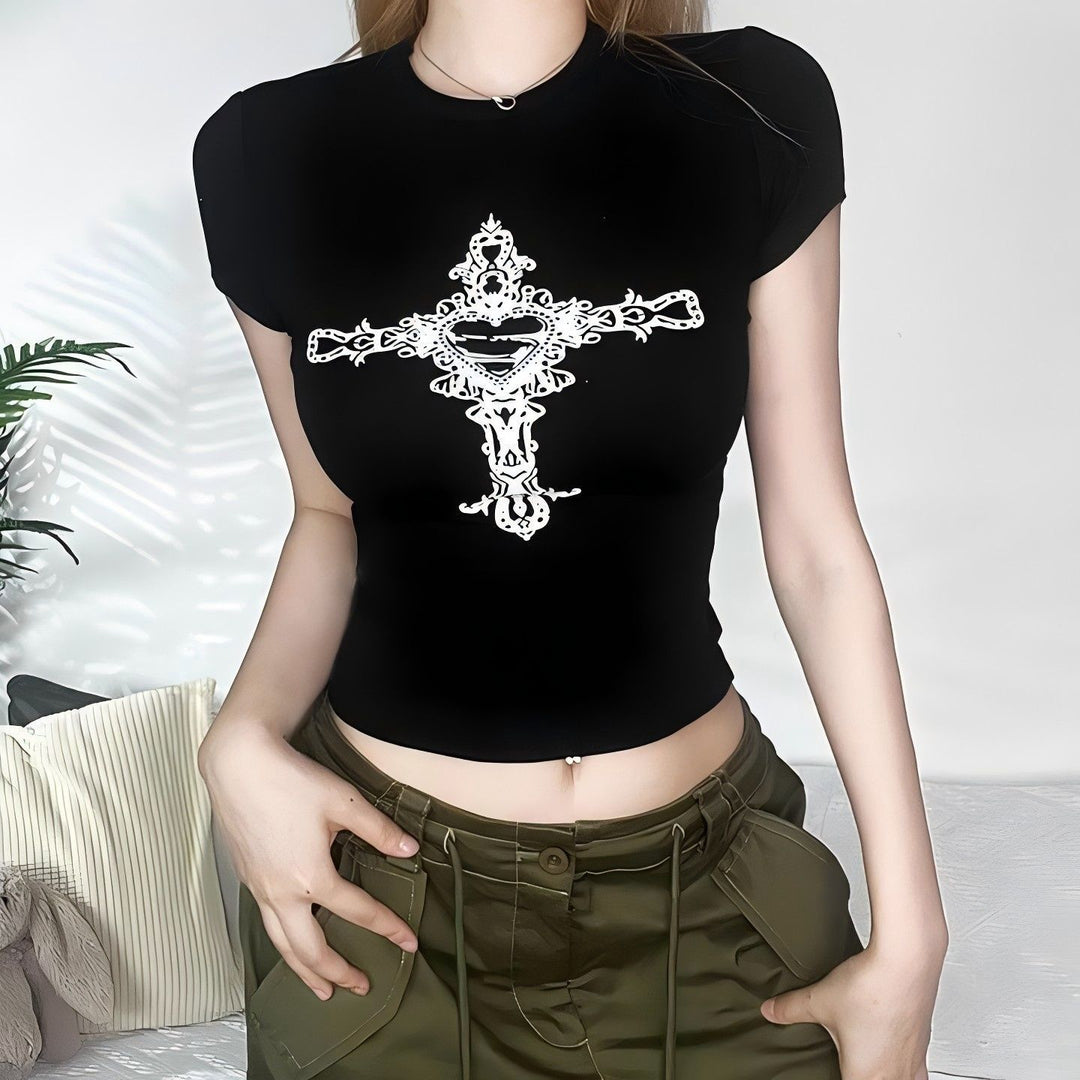 Damen Crop Top mit 90er Jahre Aufdruck EB