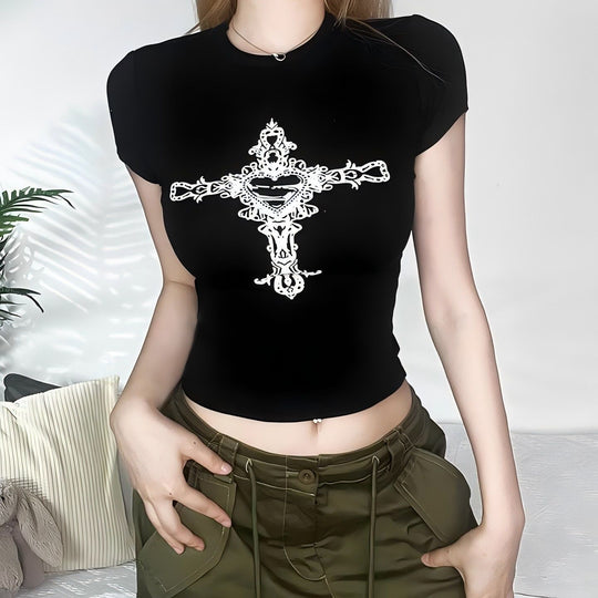 Damen Crop Top mit 90er Jahre Aufdruck EB