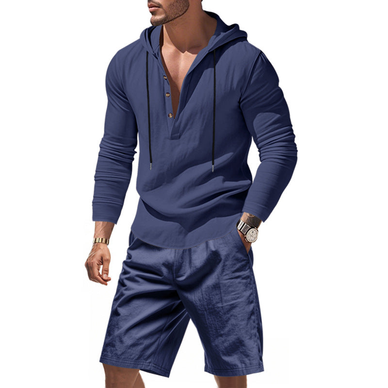 Herren lässiges Freizeit-Set mit Hoodie und Shorts EB
