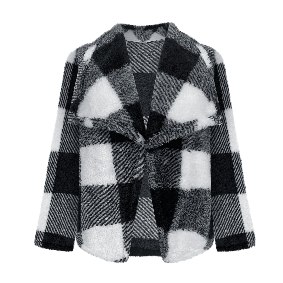 Damen Kuschelige Jacke im karierter Design EB