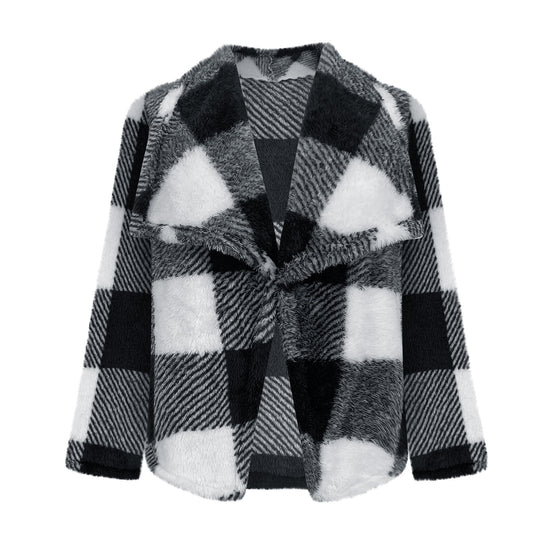 Damen Kuschelige Jacke im karierter Design EB