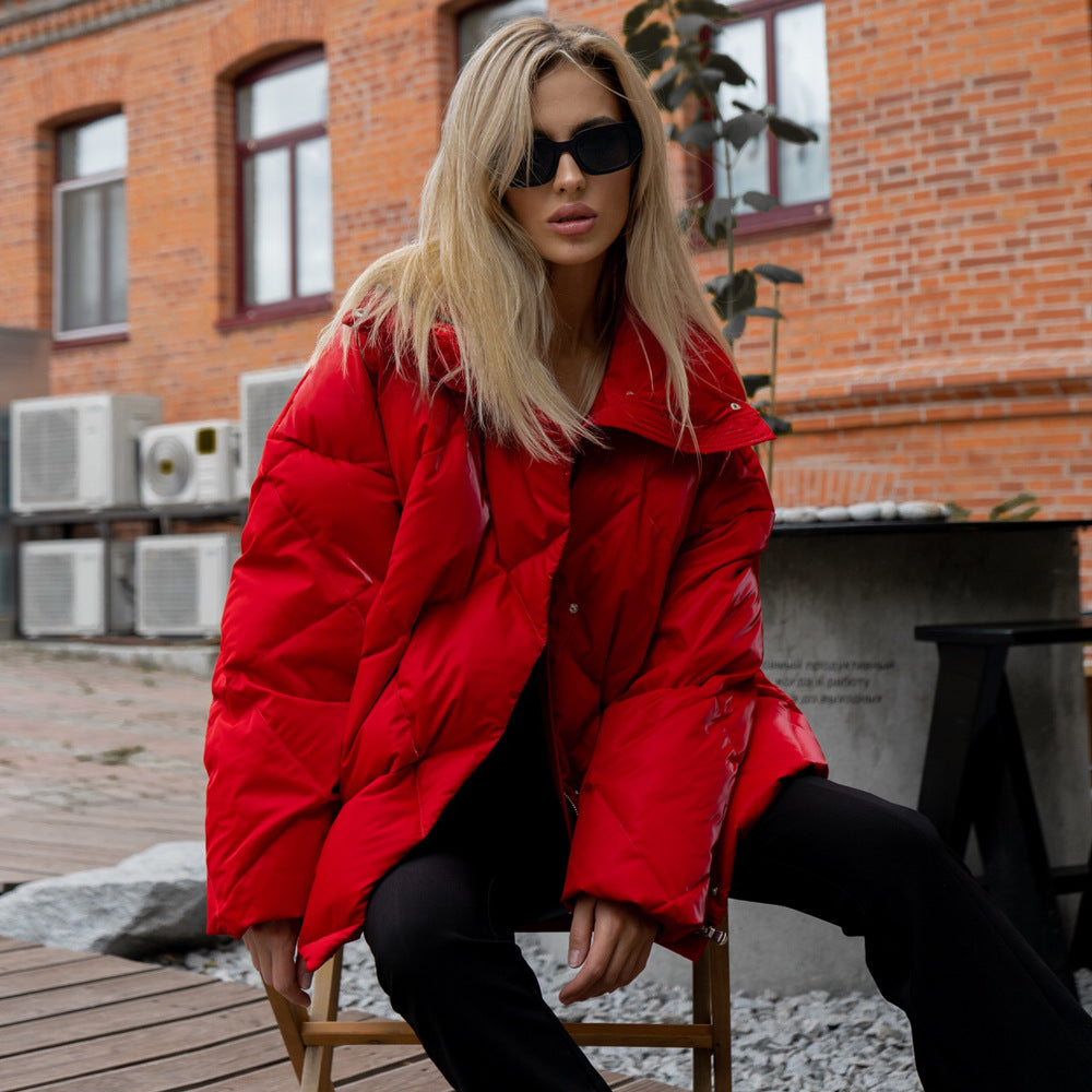 Damen gepolsterte Steppjacke mit hohem Kragen und praktischen Taschen EB