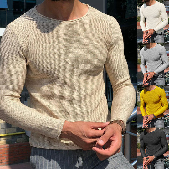 Herren Langarm T-Shirt mit strukturiertem Gewebe EB
