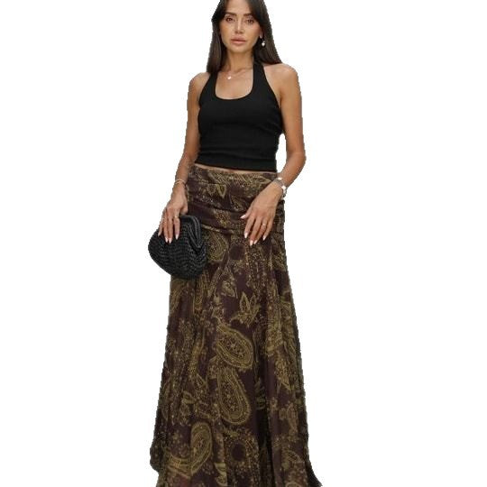 Damen Maxirock mit raffinierten Drapierungen und elegantem Paisleymuster EB