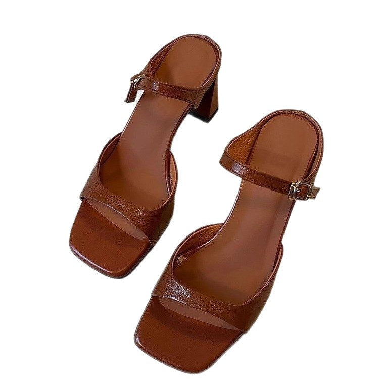 Damen Slingback Sandalen mit modischem Blockabsatz und elegantem Riemendesign EB