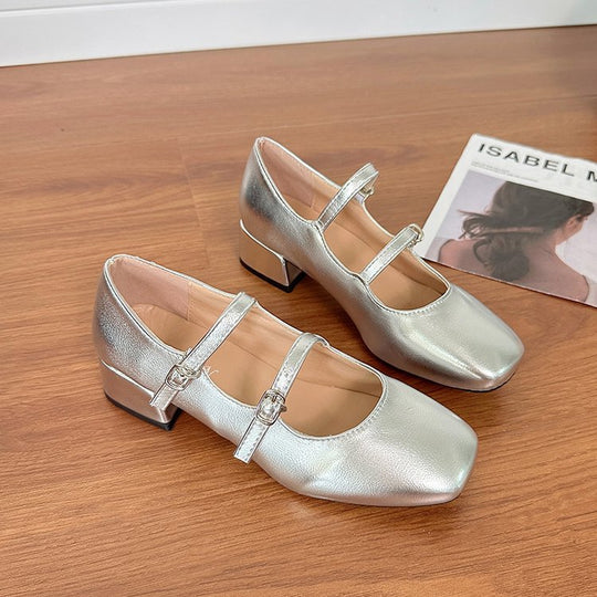 Damen Hochglanz Ballerinas mit verstellbaren Riemchen EB