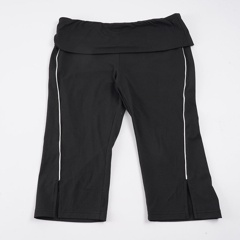 Damen Sportliche Capri-Hosen mit hohem Bund und seitlichem Reißverschluss EB