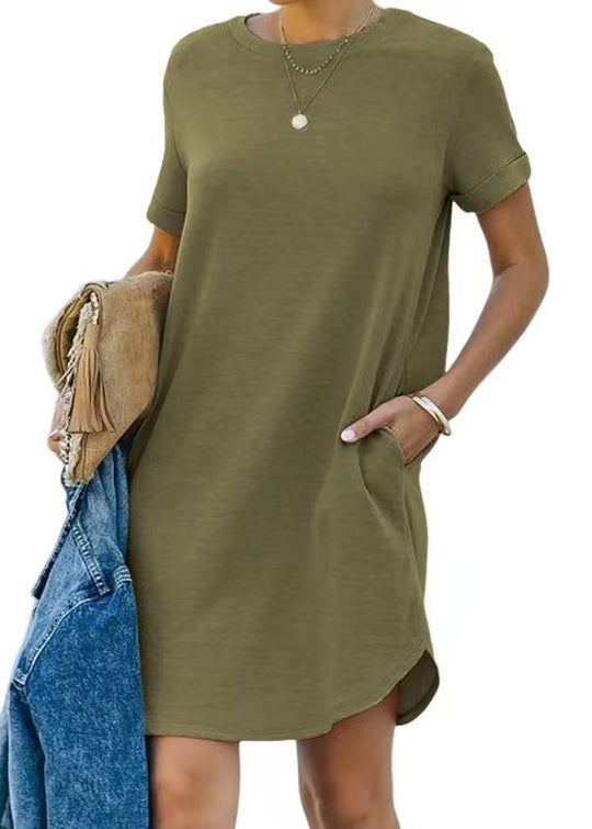 Damen Casual Kleid mit praktischen Taschen EB