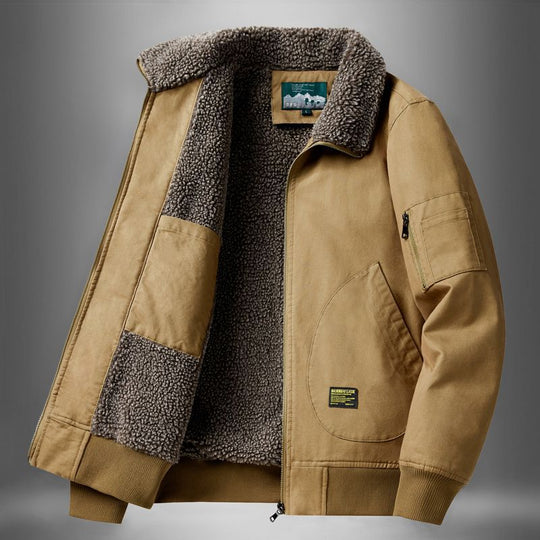 Men's  sherpa-lined canvas flight jacket with ribbed trims and interior stash pockets EB